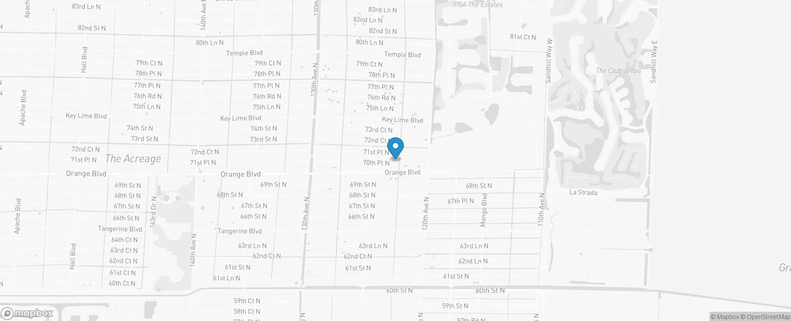 Map showing MTJ Construction at 12291 70th Place North, West Palm Beach, FL 33412